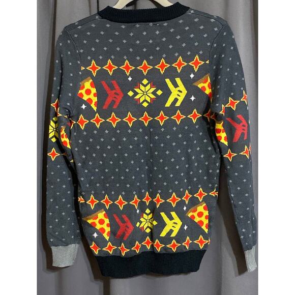 TIPSY  ELVES CHRISTMAS SWEATER SIZE SMALL. phone and Pizza Design - Picture 9 of 11